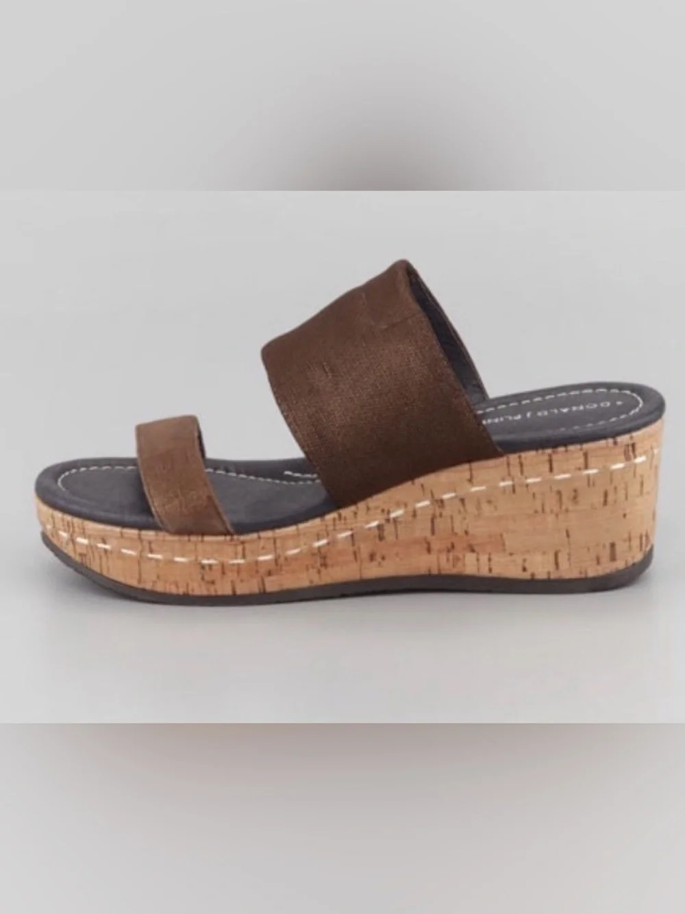 Donald Pliner Shera 2 Cork Wedge Sandal Bronze Brown - 7 1/2